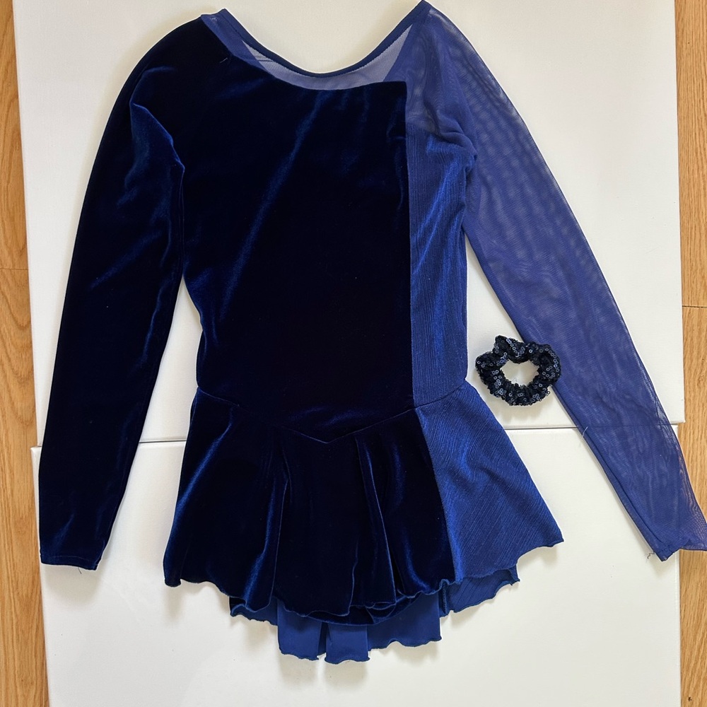 Vintage Del Arbour Royal Blue Velvet Figure Skating Dress Child 8-10